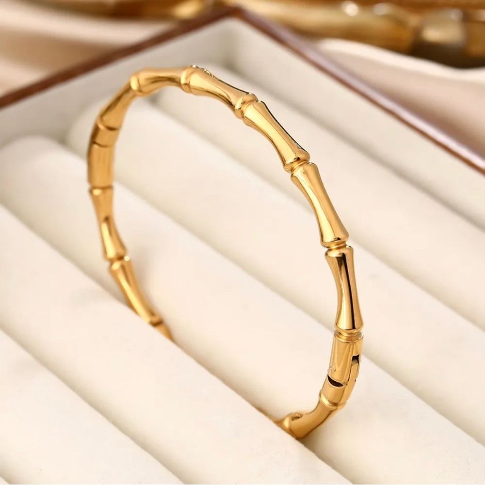 📍SUPER SALE📍 14K GOLD PLATED Bamboo Bangle Dainty Thin Gold Bangle